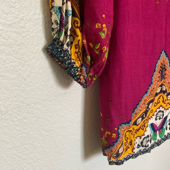 Farm Rio Backless Low Back Tie Paisley Floral Sheath Dress Long Sleeve Women’s M - Picture 8 of 15